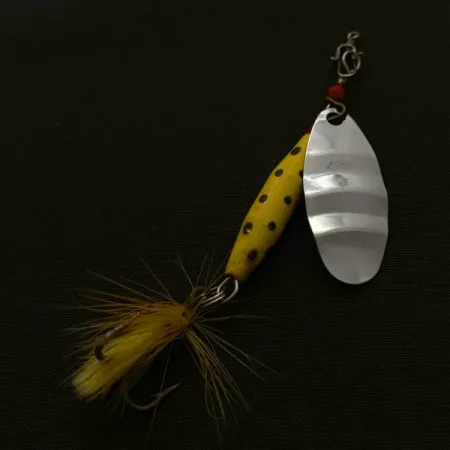 Vintage Abu Garcia Spinnaren Reflex, 1/4oz nickel/yellow spinning lure #23714