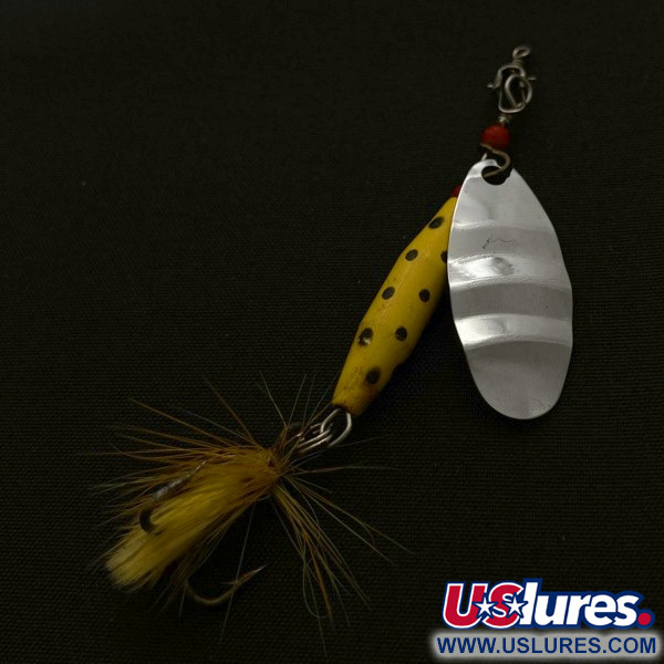 Vintage   Abu Garcia Spinnaren Reflex, 1/4oz nickel/yellow spinning lure #23714