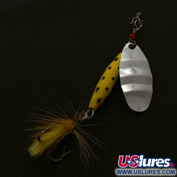 Vintage Abu Garcia Spinnaren Reflex, 1/4oz nickel/yellow spinning lure #23714
