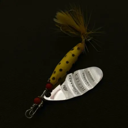 Vintage Abu Garcia Spinnaren Reflex, 1/4oz nickel/yellow spinning lure #23714
