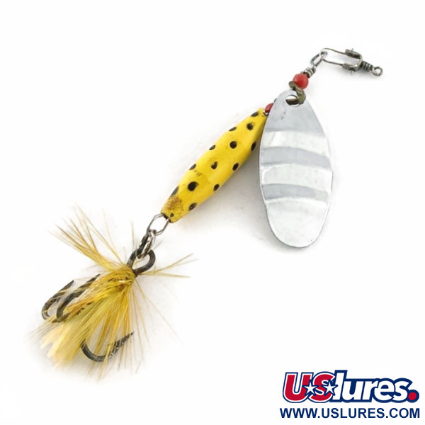 Vintage   Abu Garcia Spinnaren Reflex, 1/4oz nickel/yellow spinning lure #23714