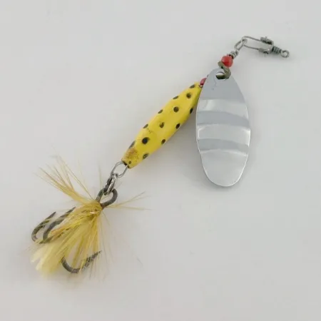 Vintage Abu Garcia Spinnaren Reflex, 1/4oz nickel/yellow spinning lure #23714