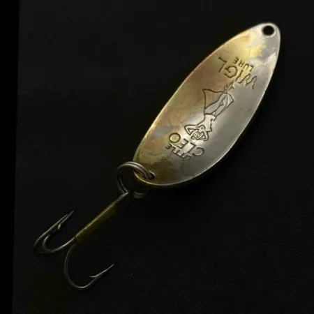 Vintage Seneca Little Cleo (Hula Girl), 1/2oz nickel/gold fishing spoon #23766