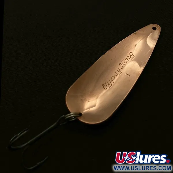 Vintage Weller Gypsy King 1, 3/5oz copper fishing spoon #23768