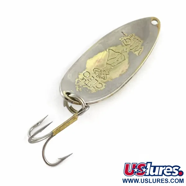 Vintage  Seneca Little Cleo (Hula Girl), 1/2oz nickel/gold fishing spoon #23769