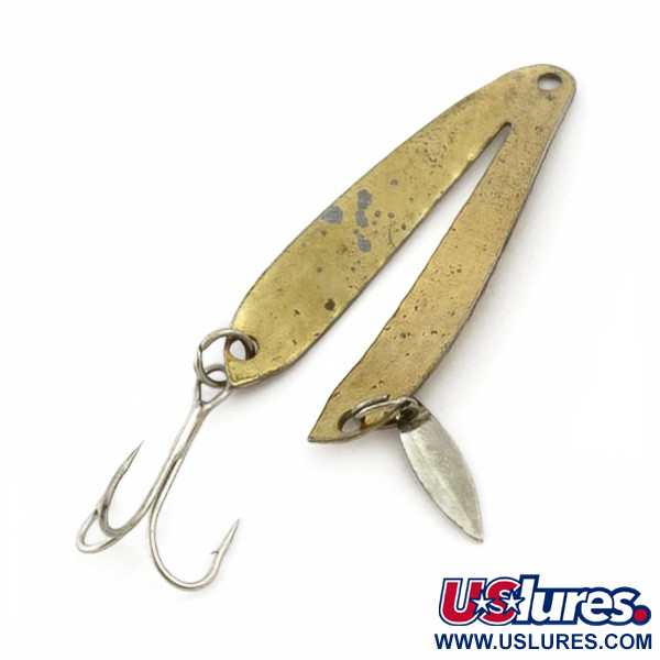 Vintage   Weber Split Spoon Lure W-2, 1/4oz brass fishing spoon #23793