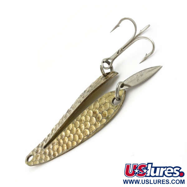 Vintage   Weber Split Spoon Lure W-2, 1/4oz brass fishing spoon #23793