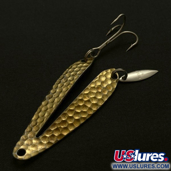Vintage   Weber Split Spoon Lure W-2, 1/4oz brass fishing spoon #23793