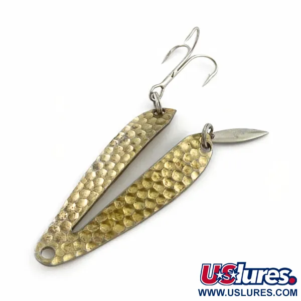 Vintage   Weber Split Spoon Lure W-2, 1/4oz brass fishing spoon #23793