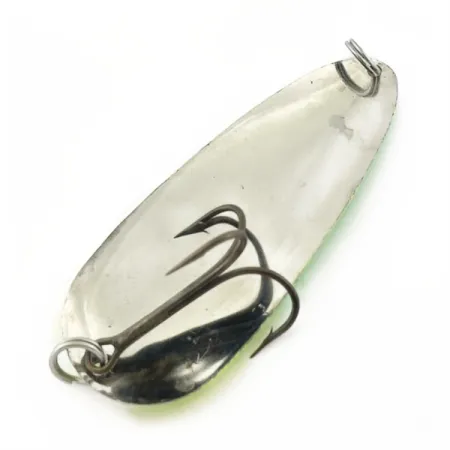 Vintage Lindy / Little Joe Lindy Gator , 1 2/3oz nickel/chartreuse fishing spoon #23798