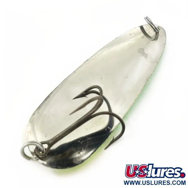 Vintage  Lindy / Little Joe Lindy Gator , 1 2/3oz nickel/chartreuse fishing spoon #23798