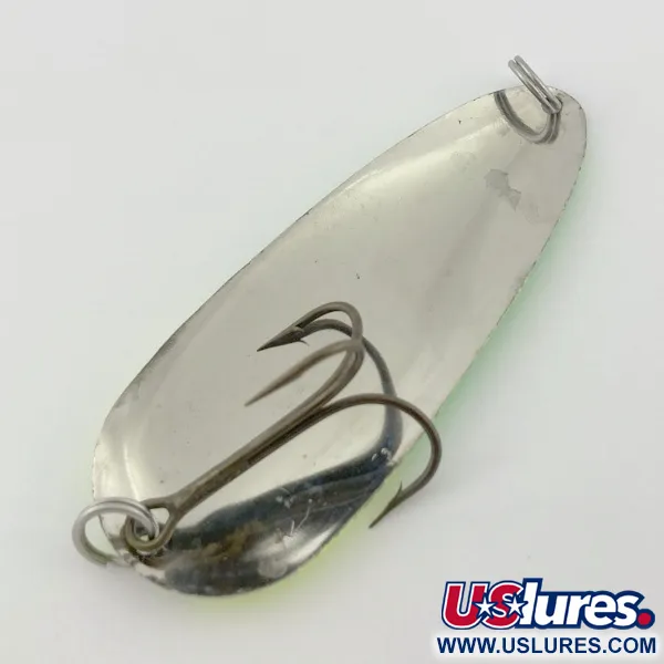 Vintage  Lindy / Little Joe Lindy Gator , 1 2/3oz nickel/chartreuse fishing spoon #23798