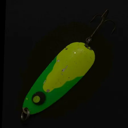 Vintage Lindy / Little Joe Lindy Gator , 1 2/3oz nickel/chartreuse fishing spoon #23798