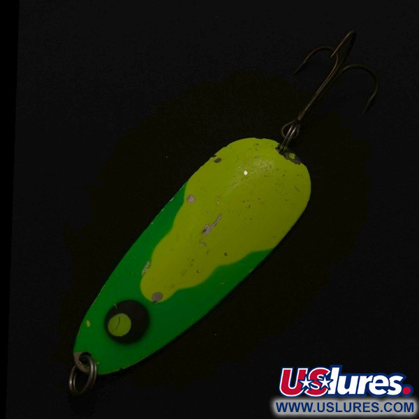 Vintage  Lindy / Little Joe Lindy Gator , 1 2/3oz nickel/chartreuse fishing spoon #23798