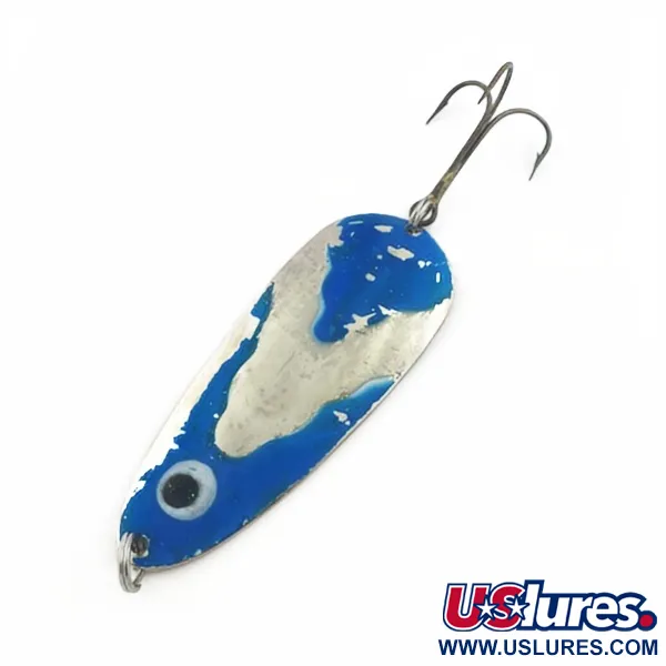 Vintage  Lindy / Little Joe Lindy Gator , 1 2/3oz nickel/blue fishing spoon #23799