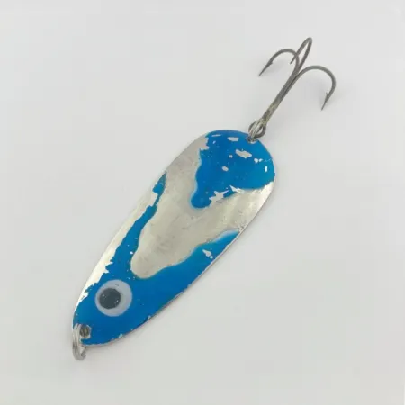 Vintage Lindy / Little Joe Lindy Gator , 1 2/3oz nickel/blue fishing spoon #23799