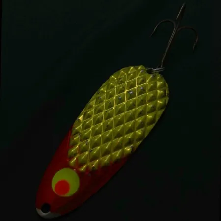 Vintage Lindy / Little Joe Lindy Gator , 2oz red/white/nickel fishing spoon #23800