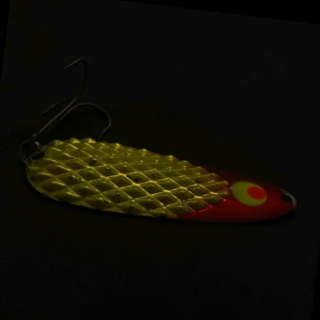 Vintage Lindy / Little Joe Lindy Gator , 2oz red/white/nickel fishing spoon #23800