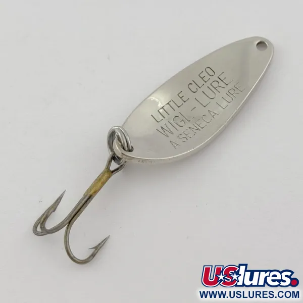 Vintage   Seneca Little Cleo, 1/4oz nickel/orange/white fishing spoon #23829