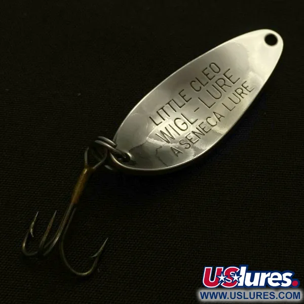 Vintage   Seneca Little Cleo, 1/4oz nickel/orange/white fishing spoon #23829