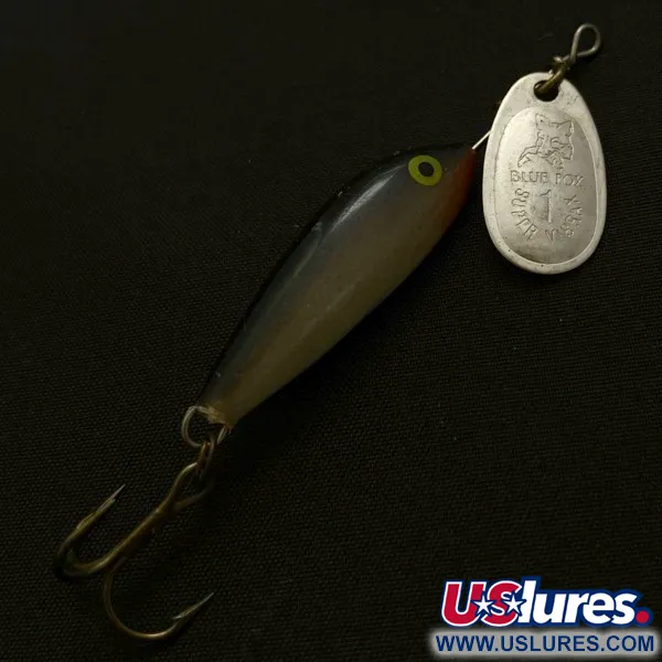 Vintage   Blue Fox Super Vibrax Minnow Spin 1, 1/8oz Silver fishing lure #23849