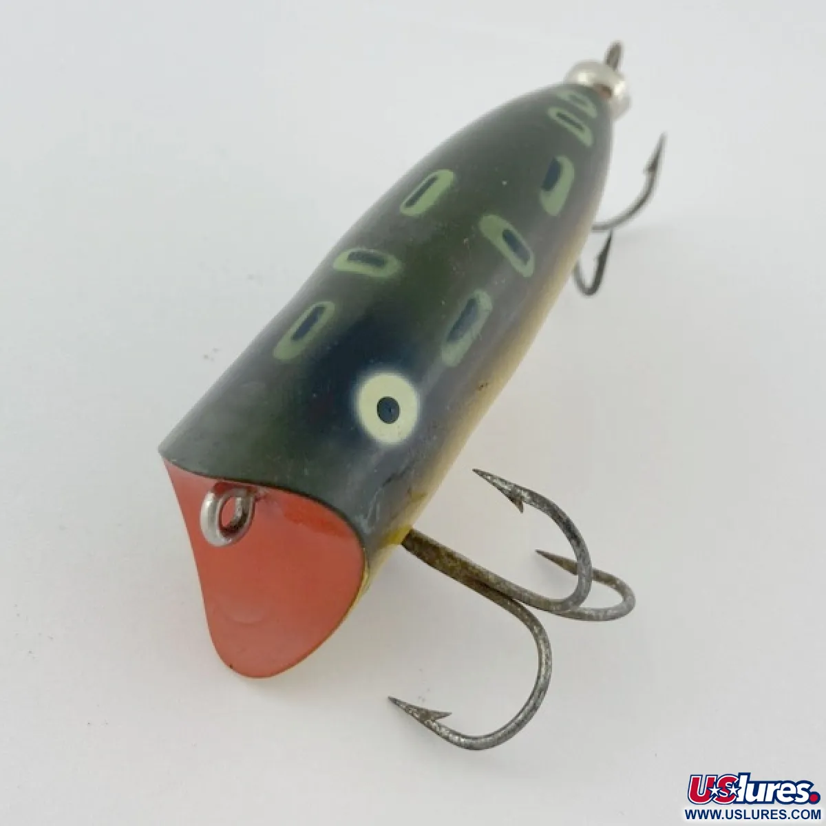 Vintage Heddon Baby Lucky 13, 1/3oz Green Frog fishing lure #23866