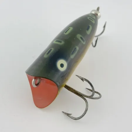 Vintage Heddon Baby Lucky 13, 1/3oz Green Frog fishing lure #23866