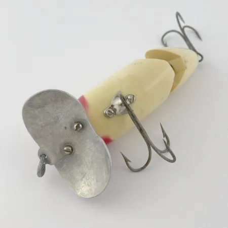 Vintage Fred Arbogast Jitterbug Jointed, 1/2oz red head fishing lure #23869