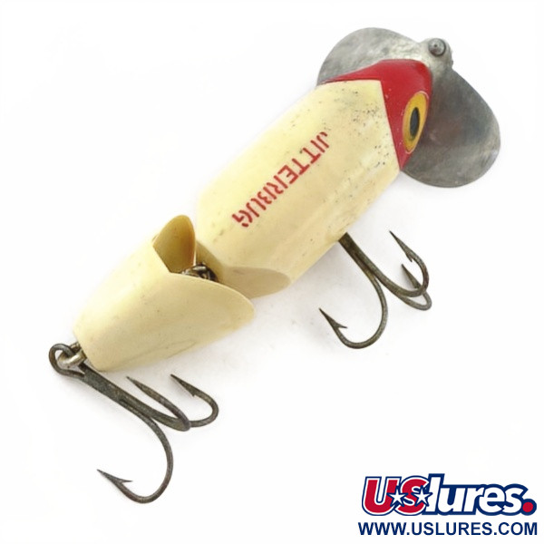 Vintage   Fred Arbogast Jitterbug Jointed, 1/2oz red head fishing lure #23869