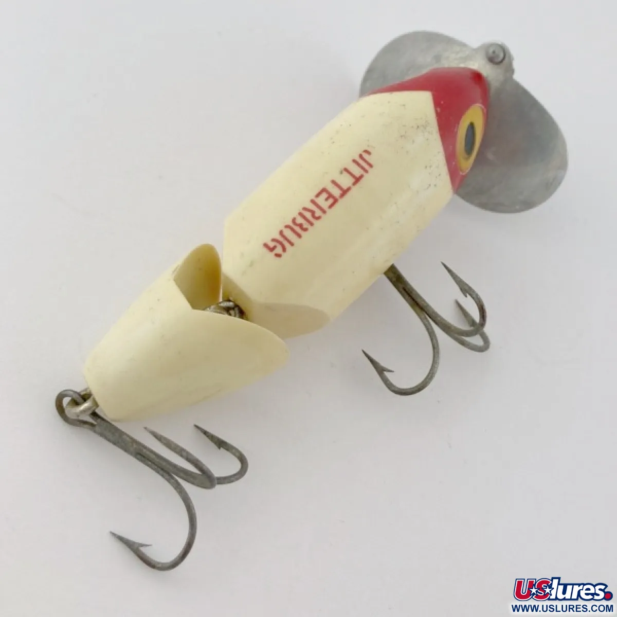 antique jointed fishing lures Vintage Fred Arbogast Jitterbug Jointed, 1/2oz red head fishing lure #23869