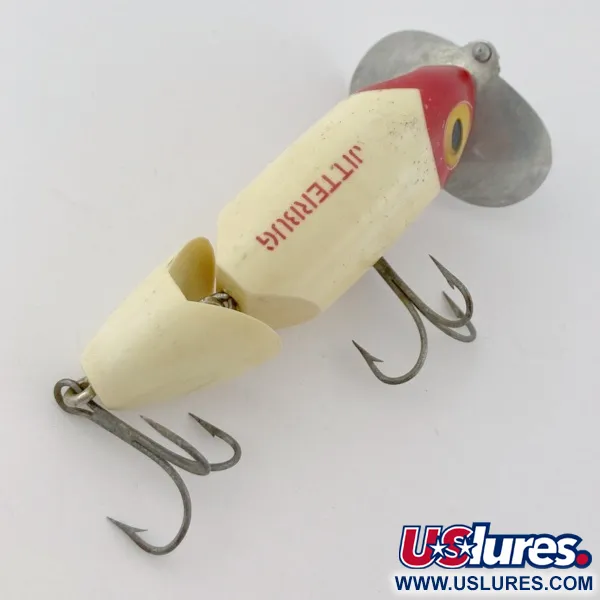 Vintage   Fred Arbogast Jitterbug Jointed, 1/2oz red head fishing lure #23869