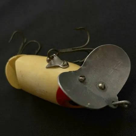 Vintage Fred Arbogast Jitterbug Jointed, 1/2oz red head fishing lure #23869