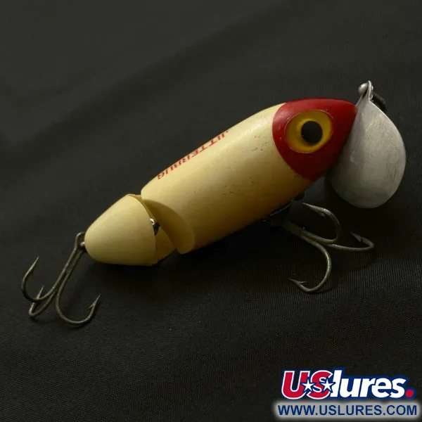 Vintage   Fred Arbogast Jitterbug Jointed, 1/2oz red head fishing lure #23869