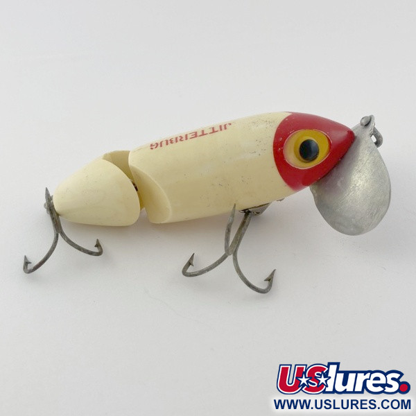 Vintage   Fred Arbogast Jitterbug Jointed, 1/2oz red head fishing lure #23869