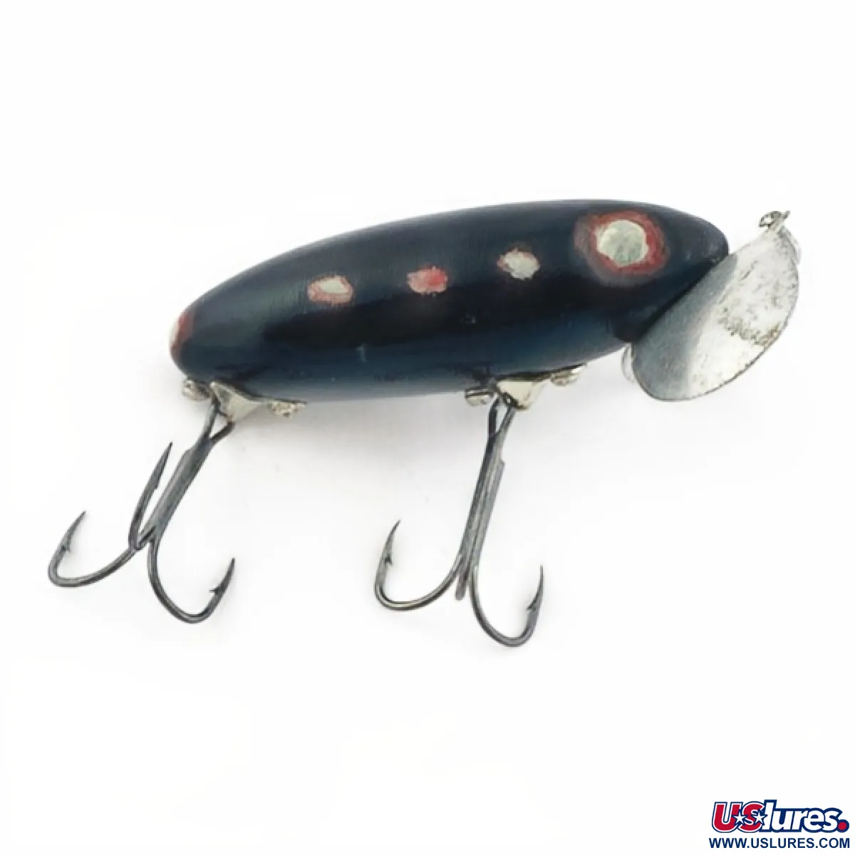 antique arbogast fishing lure Vintage Fred Arbogast Jitterbug Early Bug Eye​ (1960s), 1/2oz Black fishing  lure #23870