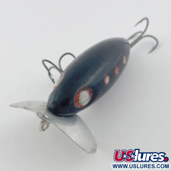 Vintage   Fred Arbogast Jitterbug Early Bug Eye​ (1960s), 1/2oz Black fishing lure #23870
