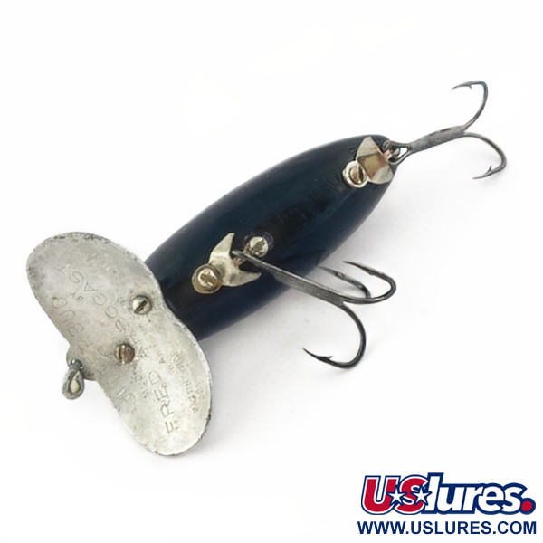 Vintage   Fred Arbogast Jitterbug Early Bug Eye​ (1960s), 1/2oz Black fishing lure #23870