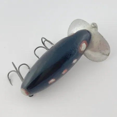 Vintage Fred Arbogast Jitterbug Early Bug Eye​ (1960s), 1/2oz Black fishing lure #23870