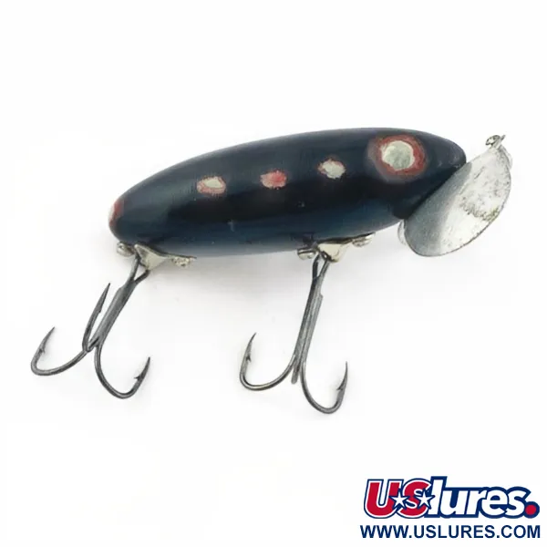 Vintage   Fred Arbogast Jitterbug Early Bug Eye​ (1960s), 1/2oz Black fishing lure #23870
