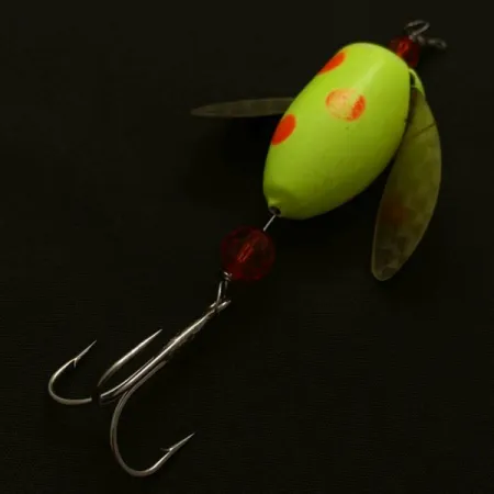 Vintage Yakima Bait Worden's Spin-n-Glo, 1/4oz orange/yellow spinning lure #23888