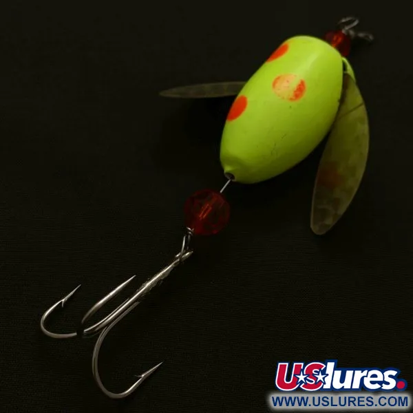 Vintage  Yakima Bait Worden's Spin-n-Glo, 1/4oz orange/yellow spinning lure #23888