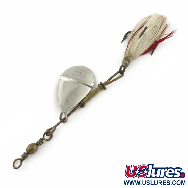 Vintage   Pflueger Diamond P Spinner, 1/4oz nickel/red spinning lure #23895