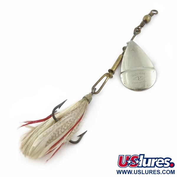 Vintage   Pflueger Diamond P Spinner, 1/4oz nickel/red spinning lure #23895