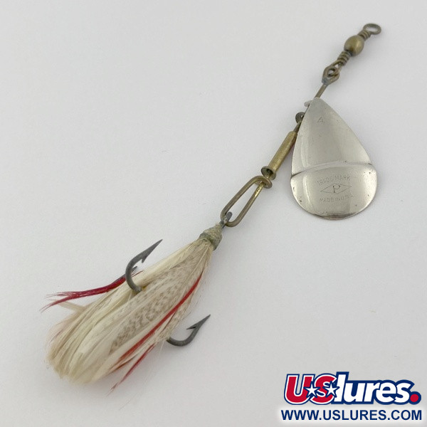Vintage   Pflueger Diamond P Spinner, 1/4oz nickel/red spinning lure #23895
