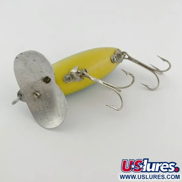 Vintage Fred Arbogast Jitterbug Early Bug Eye​ (1960s), 1/2oz Green tiger fishing lure #23902