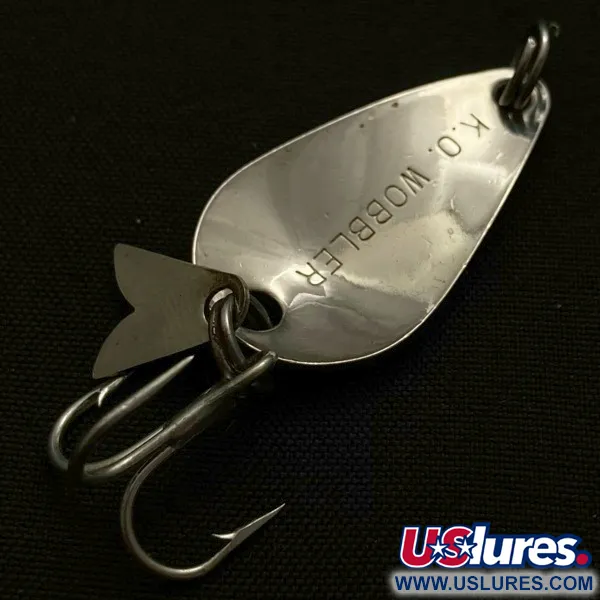 Vintage Acme K.O. Wobbler, 1/8oz white/black/gold fishing spoon #23912