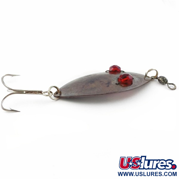 Vintage   Hofschneider Red Eye Wiggler, 1oz bronze fishing spoon #23913