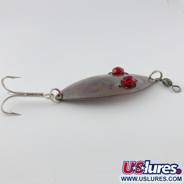 Vintage   Hofschneider Red Eye Wiggler, 1oz bronze fishing spoon #23913