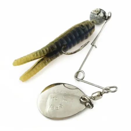 Vintage Johnson Beetle Spin, 3/16oz Nickel / Yellow / White spinning lure #23914