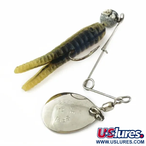 Vintage Johnson Beetle Spin, 3/16oz Nickel / Yellow / White spinning lure #23914